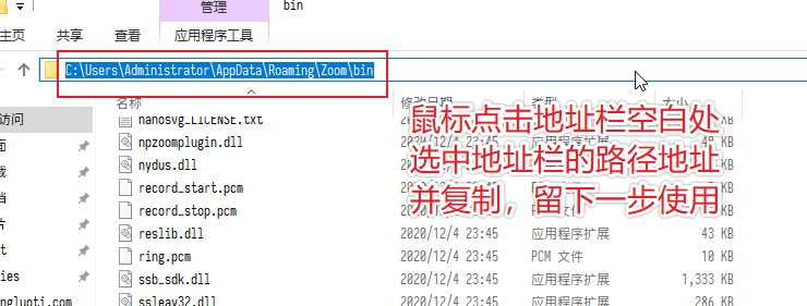复制zoom安装路径